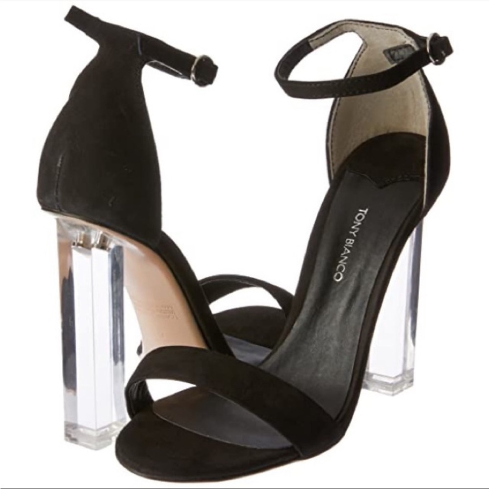 Tony Bianco Black Heels with Clear Block Heel